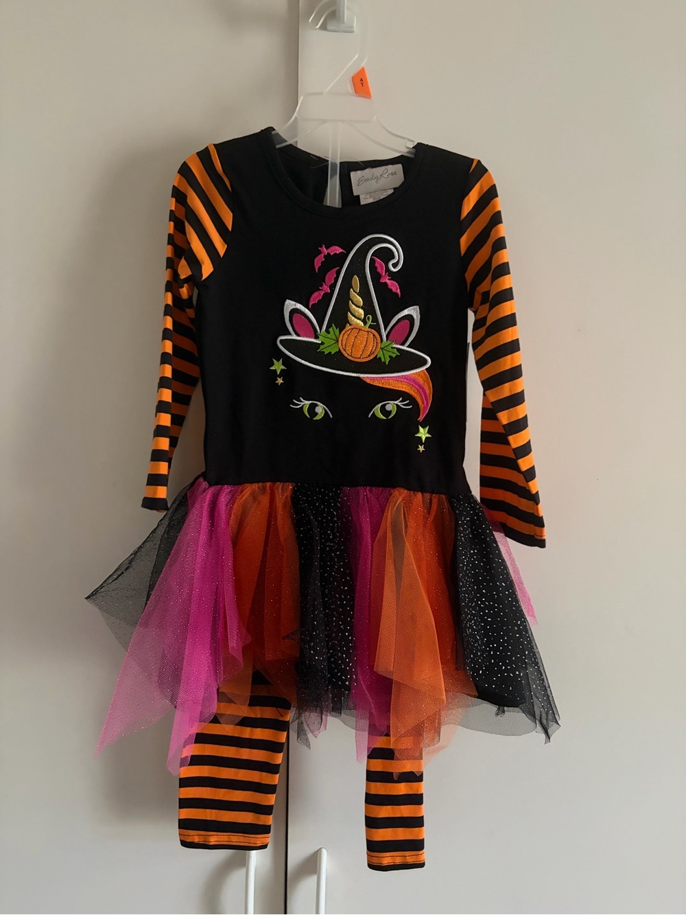 Emily Rose Black, 4T Orange & Pink Unicorn Pumpkin Halloween Costume #0144